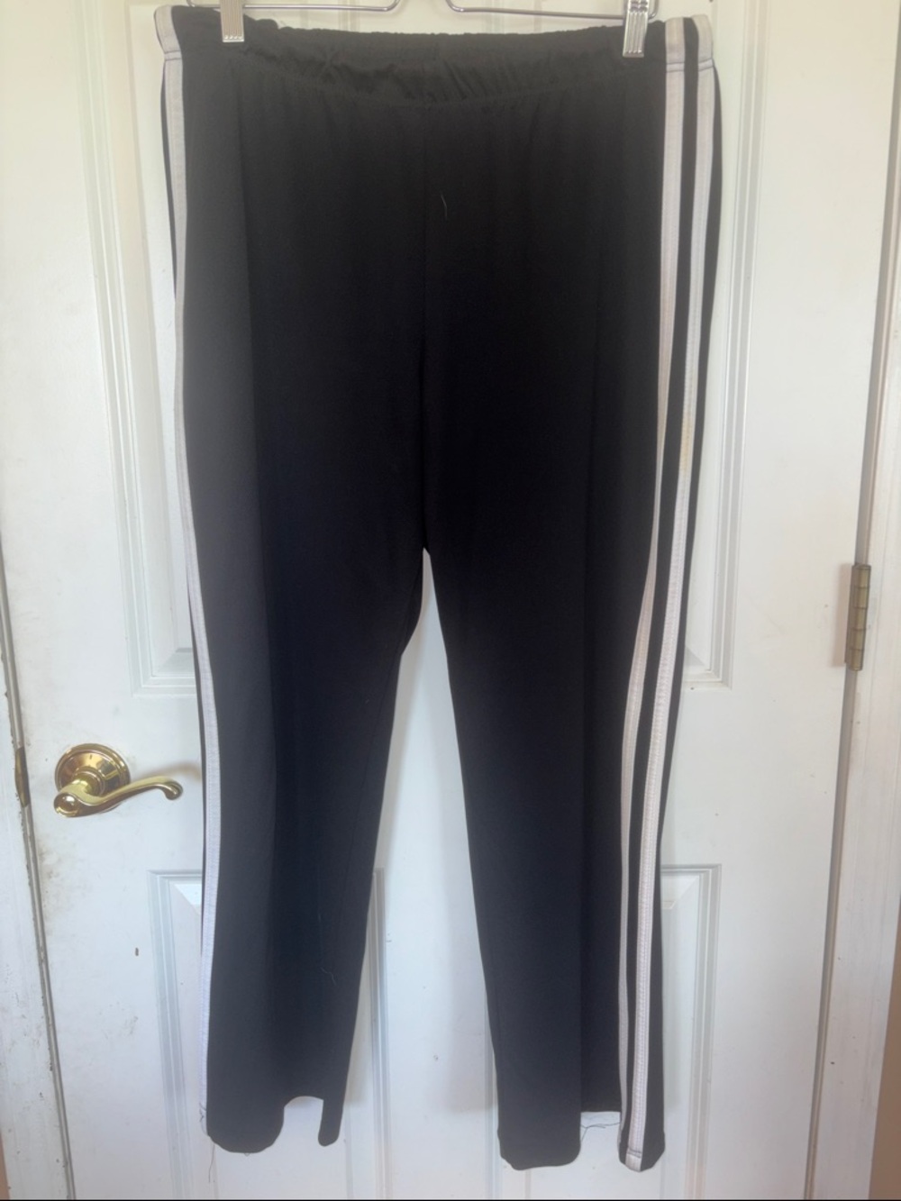 Black Track Pants with White Side Stripes